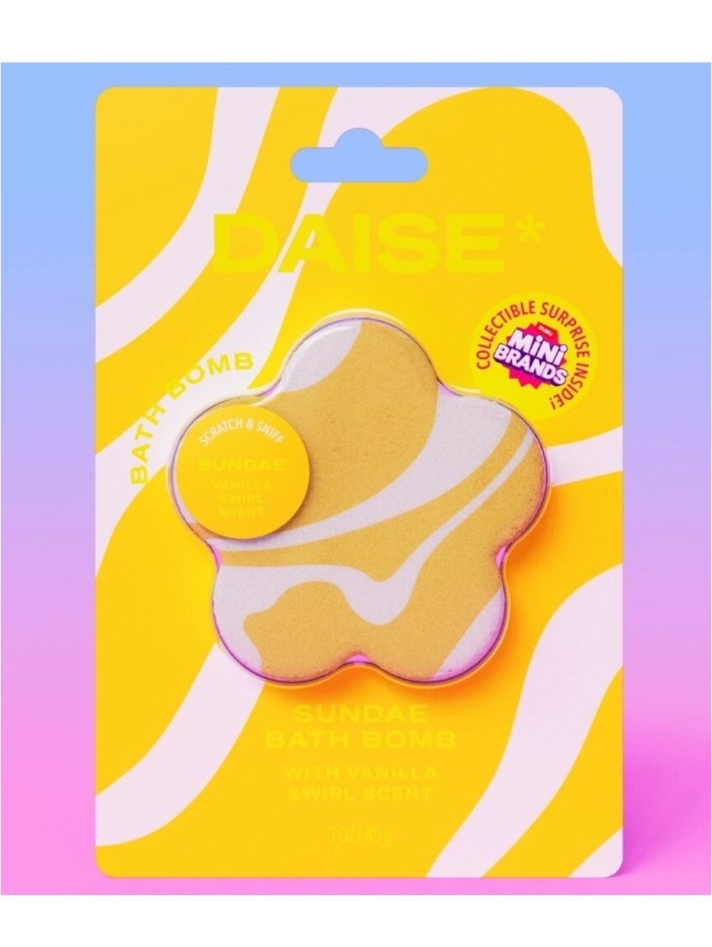 DAISE x Zuru Mini Brands Sundae Vanilla Yellow Flower Shaped Fizzy Bath Bomb